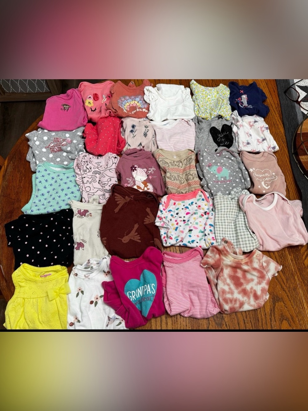 Mixed Baby Girl Onesie Lot - Pink, Coral, Gray, White & Patterned
